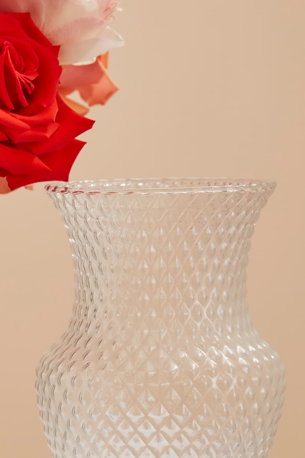 Clear glass tabletop vase with a refined silhouette
